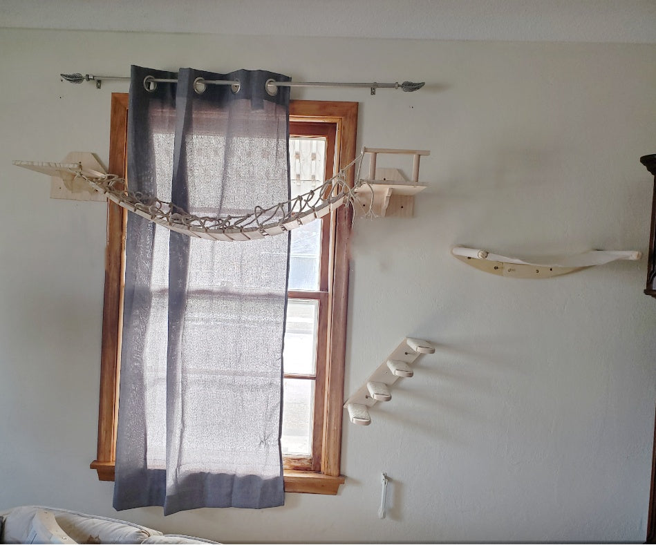 Cat Wooden Wall Hanging Ladder Pine Springboard Stairs Cat Toy Multi-layer