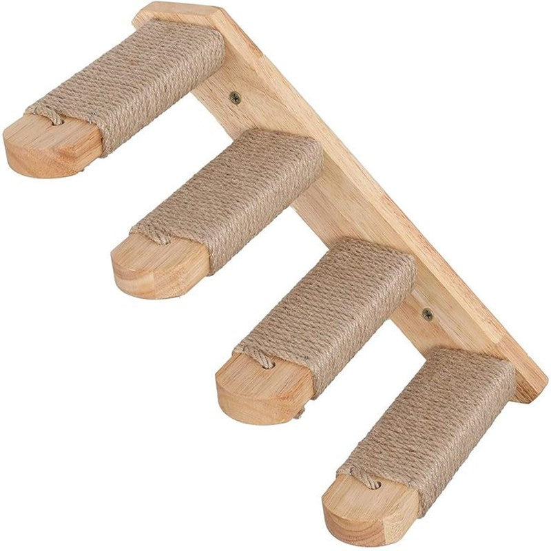 Cat Wooden Wall Hanging Ladder Pine Springboard Stairs Cat Toy Multi-layer - Artotee