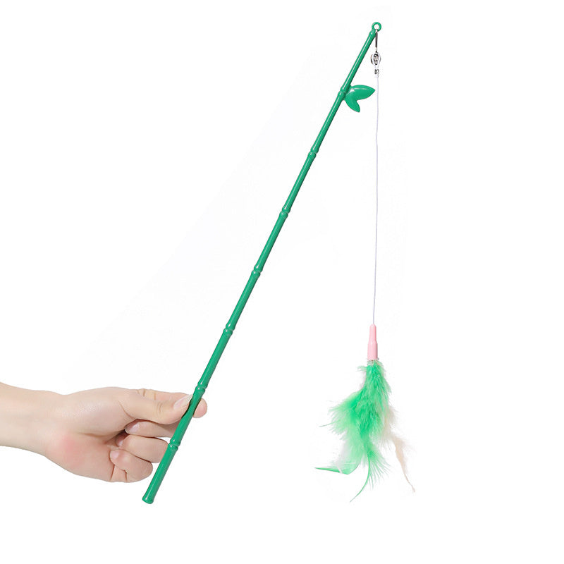 Interactive Cat Toy Feather Wand With Bell Refills Bells And Feathers Attention And Stimulate Harmless Durable And Unbreakable - Artotee