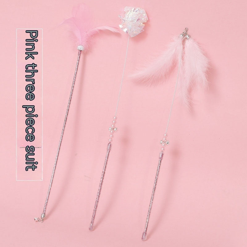 Toy Cat Wand Set Feather Bell - Artotee