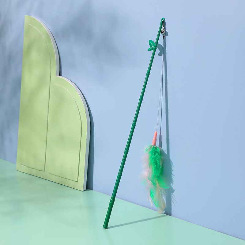 Interactive Cat Toy Feather Wand With Bell Refills Bells And Feathers Attention And Stimulate Harmless Durable And Unbreakable - Artotee