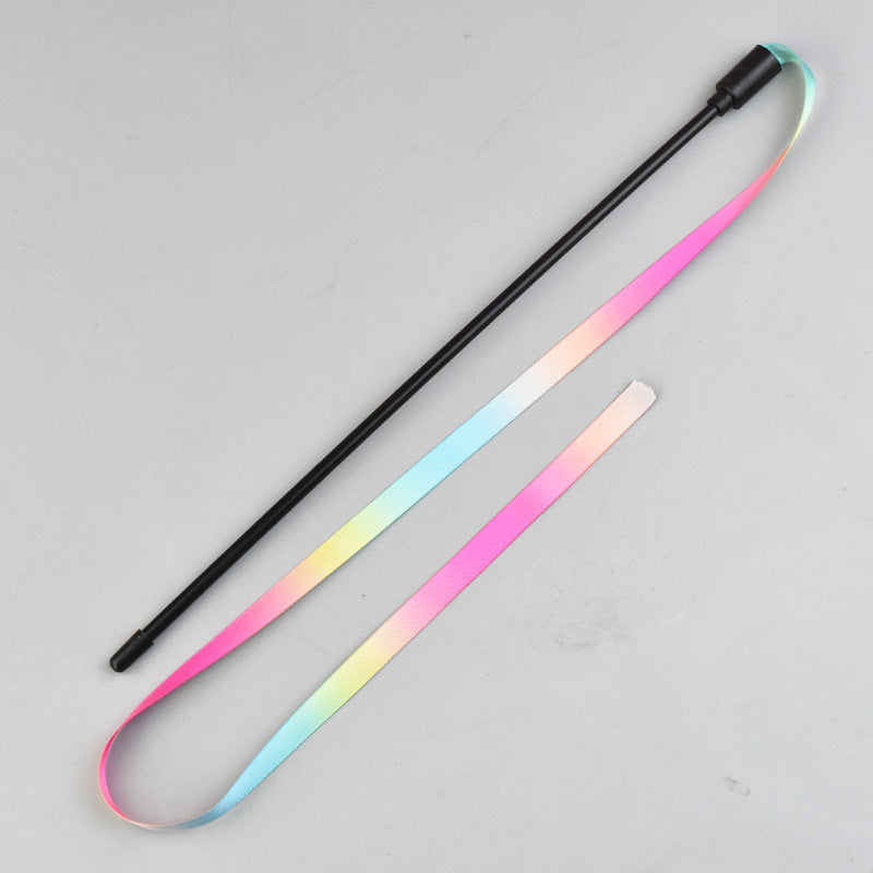 Interactive Cat Rainbow Wand Toys Interactive Cat Teaser Wand String Colorful Ribbon Charmer For Most Cats - Artotee