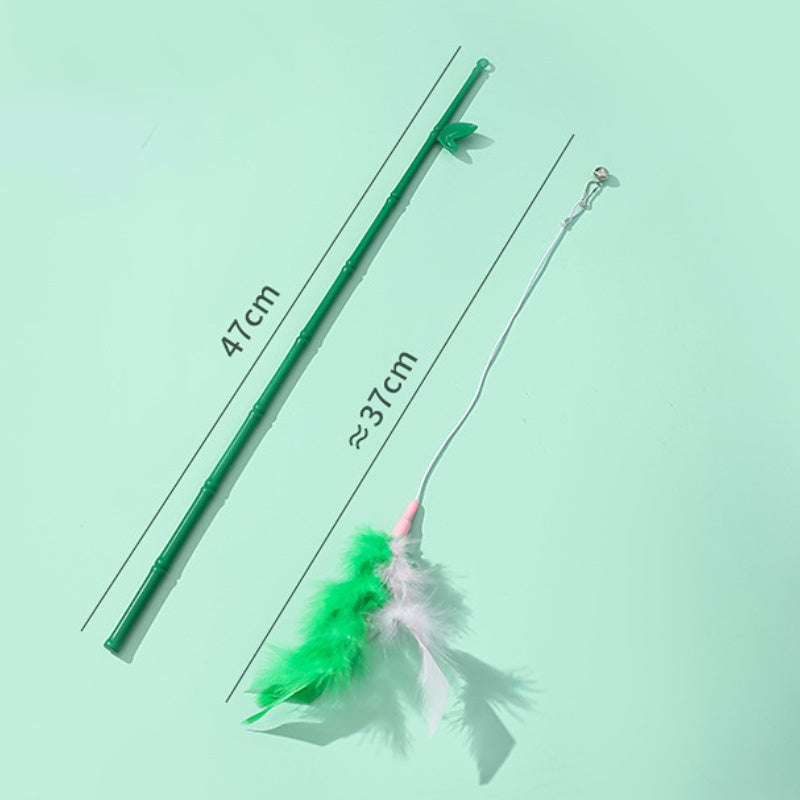 Interactive Cat Toy Feather Wand With Bell Refills Bells And Feathers Attention And Stimulate Harmless Durable And Unbreakable - Artotee