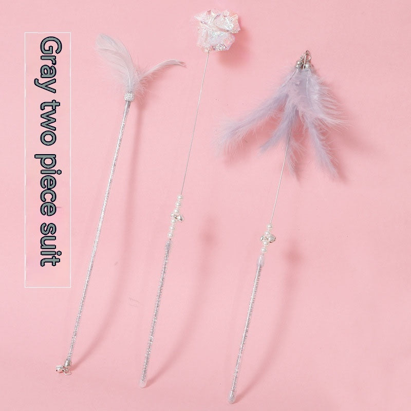 Toy Cat Wand Set Feather Bell - Artotee