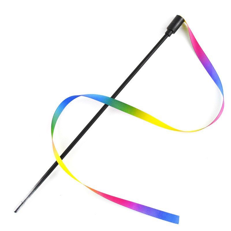 Interactive Cat Rainbow Wand Toys Interactive Cat Teaser Wand String Colorful Ribbon Charmer For Most Cats - Artotee